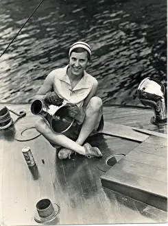 Mahogany Prints: Rene Fraser on the fore-deck of Medusa