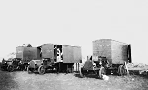 Lorries Prints: Repair lorries, Maktau Camp, Kenya, WW1