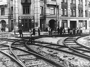 Tramways Collection: Repairs to Petrograd Tramways, 1923