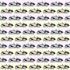 History Repeats Itself Prints: Repeating Pattern - Art Deco Woman - Sports car