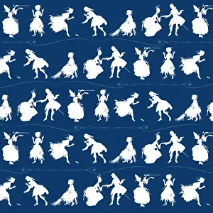 Fleeing Prints: Repeating Pattern - Cinderella Story - green background
