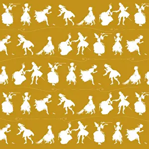 Fleeing Prints: Repeating Pattern - Cinderella Story - yellow background