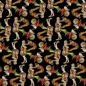 Repeating Pattern - circus clowns perform balancing act