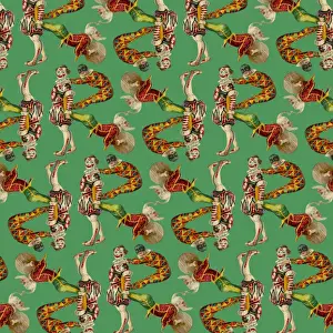 Repeating Pattern - circus clowns perform balancing act