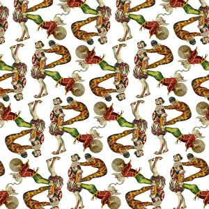 Repeating Pattern - circus clowns perform balancing act