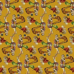 Repeating Pattern - circus clowns perform balancing act