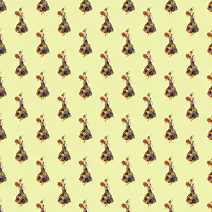 Repeating Pattern - Colourful Lady Artist holding a palette