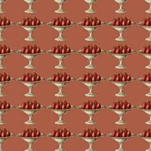 History Repeats Itself Gallery: Repeating Pattern - Compote of Pears (red background)