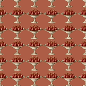 History Repeats Itself Gallery: Repeating Pattern - Compote of Pears (red background)