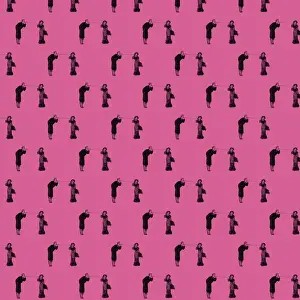 History Repeats Itself Prints: Repeating Pattern - Couple talking via a string telephone