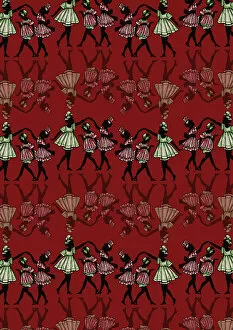 Creating Gallery: Repeating Pattern - Dancing girls - silhouette - red