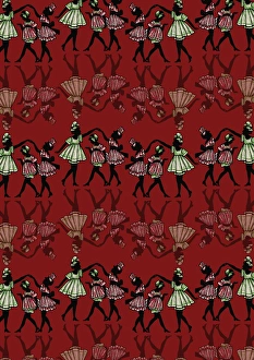 History Repeats Itself Gallery: Repeating Pattern - Dancing girls - silhouette - red
