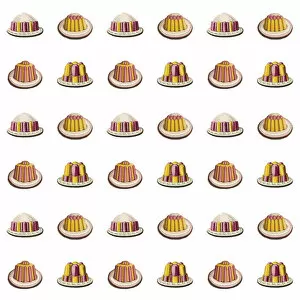 Images Dated 12th July 2017: Repeating Pattern - Desserts on white background
