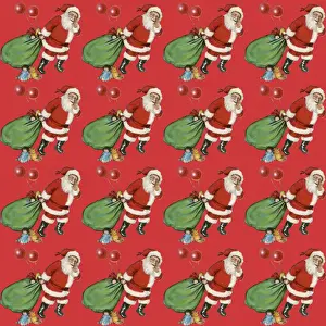 History Repeats Itself Prints: Repeating Pattern - Father Christmas with Sack