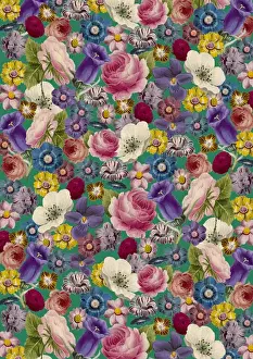 Abstract Prints: Repeating Pattern - Floral Assemblage of flowers