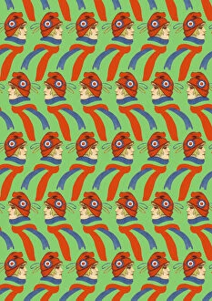 Repeating Pattern - French girl in Tricolore scarf / hat