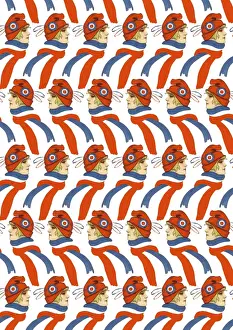 Repeating Pattern - French girl in Tricolore scarf / hat