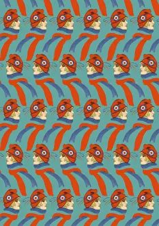 Repeating Pattern - French girl in Tricolore scarf / hat
