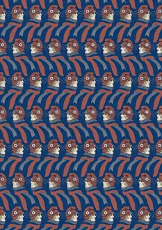 Repeating Pattern - French girl in Tricolore scarf / hat