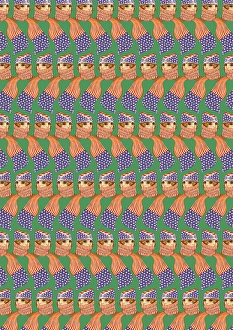 Wrapped Collection: Repeating Pattern - Girl in Stars and Stripes Scarf, green