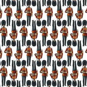 History Repeats Itself Prints: Repeating Pattern - guardsmen, white