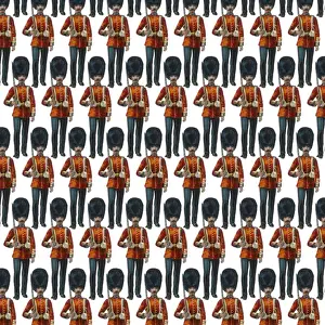 History Repeats Itself Prints: Repeating Pattern - guardsmen, white