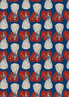 Images Dated 10th July 2017: Repeating Pattern - Heart Lock in blue