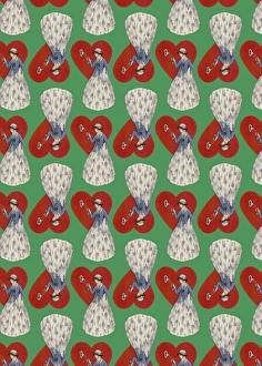 Images Dated 10th July 2017: Repeating Pattern - Heart Lock in green