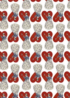 Images Dated 10th July 2017: Repeating Pattern - Heart Lock in white