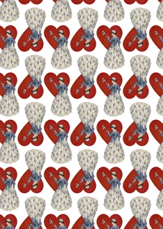 Images Dated 10th July 2017: Repeating Pattern - Heart Lock in white