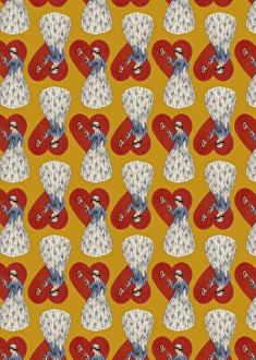 Images Dated 10th July 2017: Repeating Pattern - Heart Lock in yellow