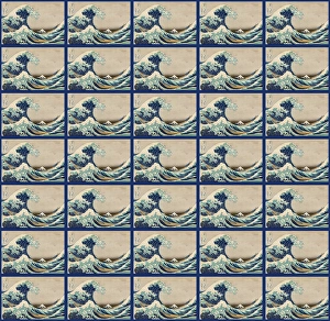 History Repeats Itself Gallery: Repeating Pattern - Hokusai Great Wave - blue border