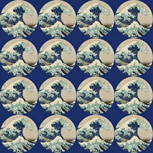 Images Dated 12th July 2017: Repeating Pattern - Hokusai Great Wave - Circles