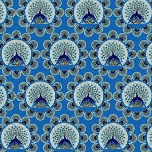 History Repeats Itself Gallery: Repeating Pattern - peacocks, blue