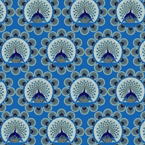Images Dated 10th July 2017: Repeating Pattern - peacocks, blue