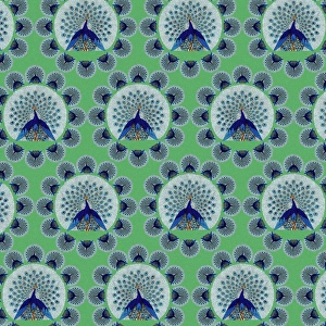 Images Dated 10th July 2017: Repeating Pattern - peacocks, green