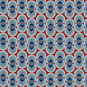 Images Dated 10th July 2017: Repeating Pattern - peacocks, red