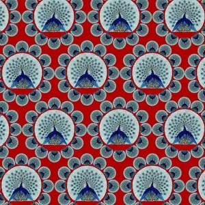 Repeating Pattern - peacocks, red