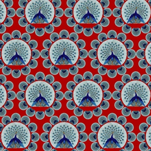 Images Dated 10th July 2017: Repeating Pattern - peacocks, red