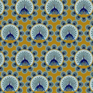 Images Dated 10th July 2017: Repeating Pattern - peacocks, yellow