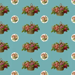 History Repeats Itself Prints: Repeating Pattern - Roses in a Basket
