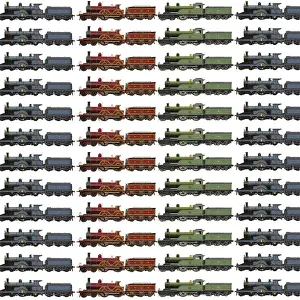 History Repeats Itself Prints: Repeating Pattern - Steam Engines