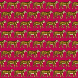Images Dated 7th December 2017: Repeating Pattern - Tigers - red background