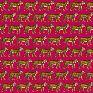 Images Dated 7th December 2017: Repeating Pattern - Tigers - red background