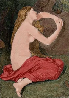 Images Dated 29th June 2014: Repentant Mary Magdalene. Engraving. Colored