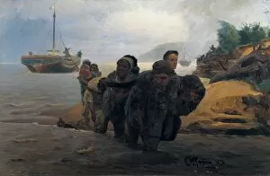 Repin, Ilya Yefimovich (1844-1930). Barge Haulers