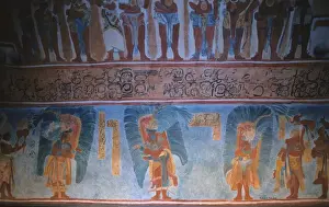 Replica of the Mayan wall paintings placed in Bonampak