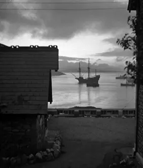 Replica of The Mayflower in Brixham Harbour, Devon