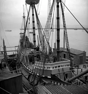 Calm Prints: Replica of The Mayflower in Brixham Harbour, Devon