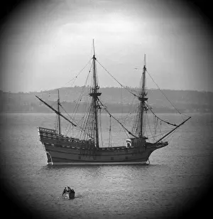 Replica of The Mayflower in Brixham Harbour, Devon